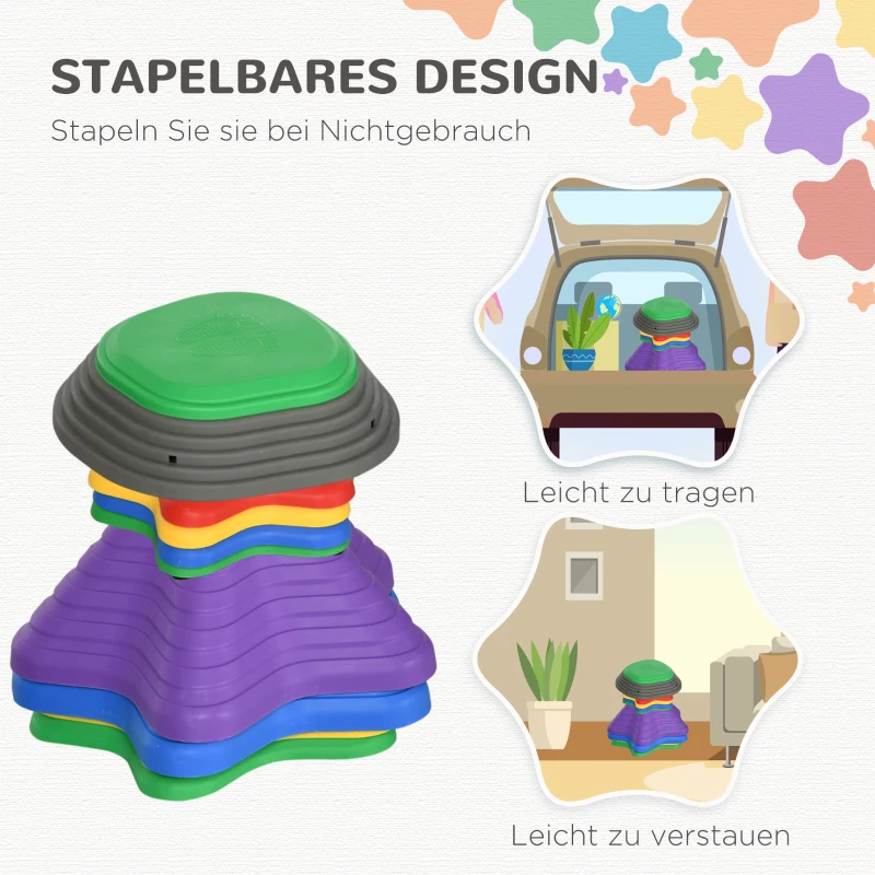 ZONEKIZ Stapsteenset voor kinderen vanaf 3 jaar, 11 stenen, antislip, tot 80 kg, ontwerp met zeesterren