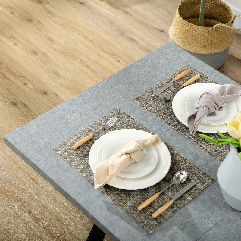 HOMCOM Stół do jadalni, Kuchenny, Stół do jedzenia, ze wzorem kamienia, Szary