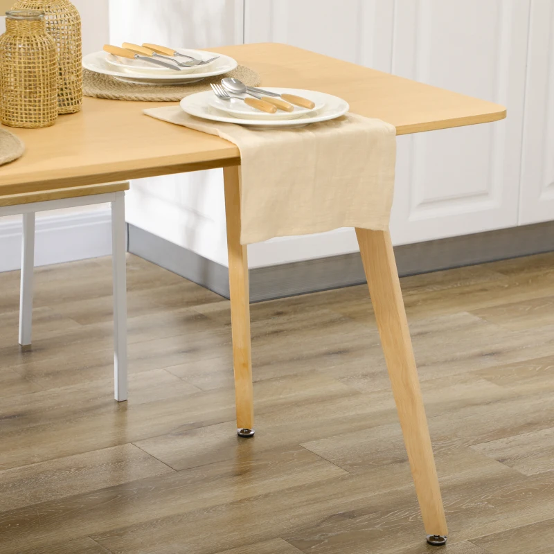 HOMCOM Esstisch, Küchentisch, Tischplatte in Holzoptik, Beine aus Buchenholz, 140 x 70 x 75 cm