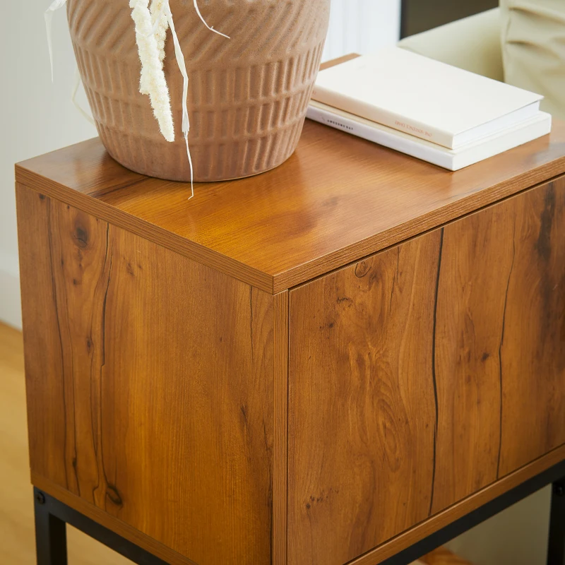 HOMCOM Consoletafel in industrieel design, bijzettafel, dressoir, 1 kast, bruin+zwart