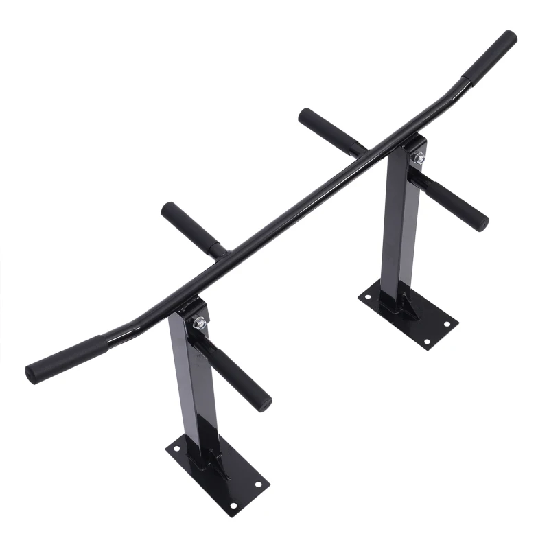 HOMCOM Barra de Elevação de Parede barra Pull-Up de Aço para Treino em Casa Carga Máxima 150 kg 105,5x28x49 cm Preto