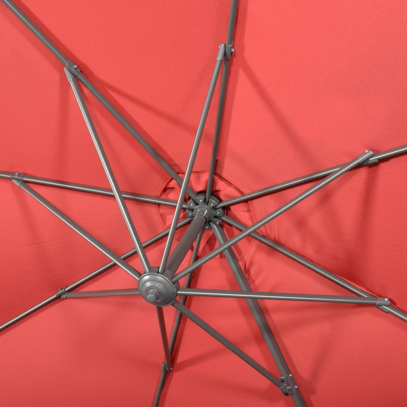 Outsunny Parasol déporté Ø 3 m octogonal inclinable manivelle avec pied en acier Rouge vineux