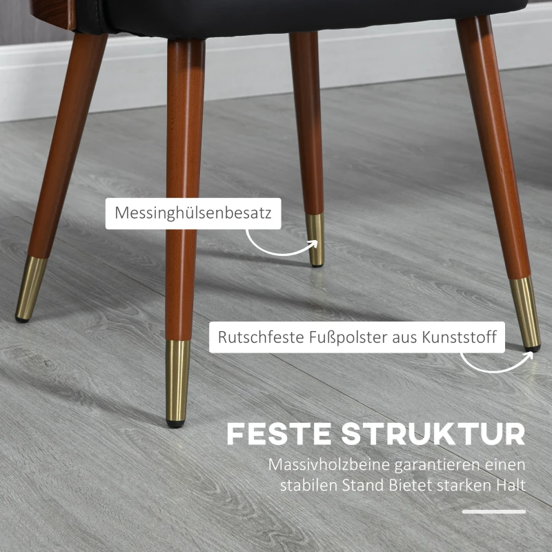 HOMCOM Krzesło do jadalni, zestaw 2 krzeseł z oparciem do kuchni, skóra ekologiczna