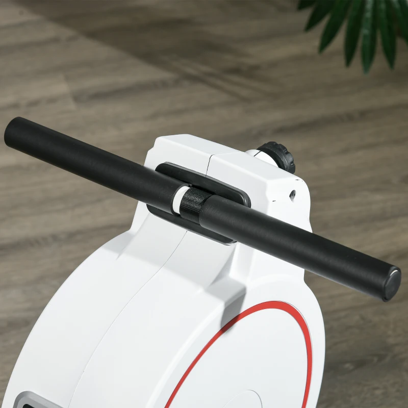 SPORTNOW Máquina de Remo Magnético Remo para Casa Plegable Resistencia de 8 Niveles Pantalla LCD y 2 Ruedas 180x48x60 cm Blanco