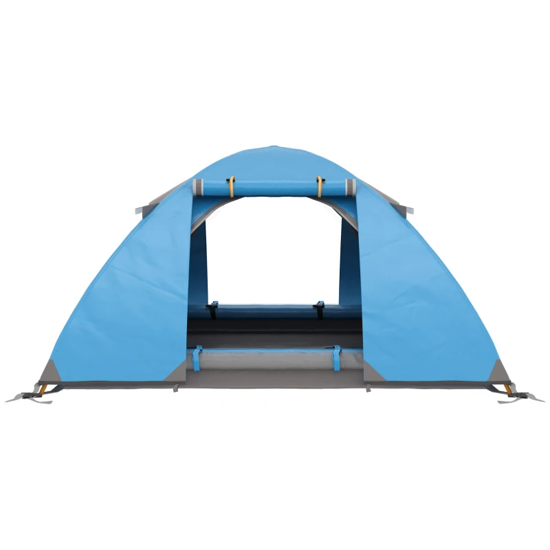 Outsunny Tente de camping 2-3 personnes dôme légère ventilée avec portes zippées sac de transport inclus 268 x 214 x 103 cm bleu