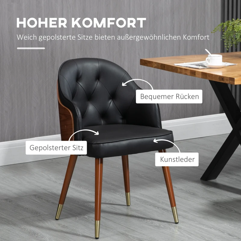 HOMCOM Krzesło do jadalni, zestaw 2 krzeseł z oparciem do kuchni, skóra ekologiczna