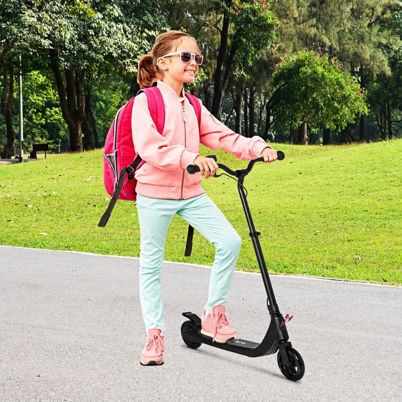 HOMCOM Electric Scooter, 120W Motor E-Scooter, Adjustable Height, Rear Brake for Ages 6+ Years - Black