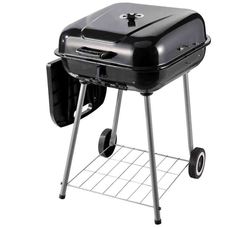 Outsunny Portable Charcoal Grill, 96Lx60Wx83Hcm/62x60Wx82Hcm, Metal-Black
