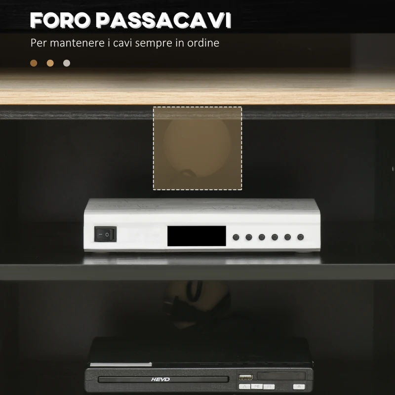 HOMCOM Mobile Porta TV fino a 60" con 2 Armadietti e Ripiani Aperti Stile Boho, 120x40x42 cm