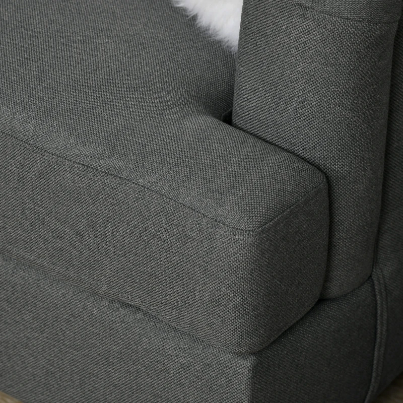 HOMCOM Sofá de 2 Lugares Estofado em Linho Sintético com Pés de Madeira de Borracha Carga Máx. 300kg 180x82x73cm Cinza Escuro