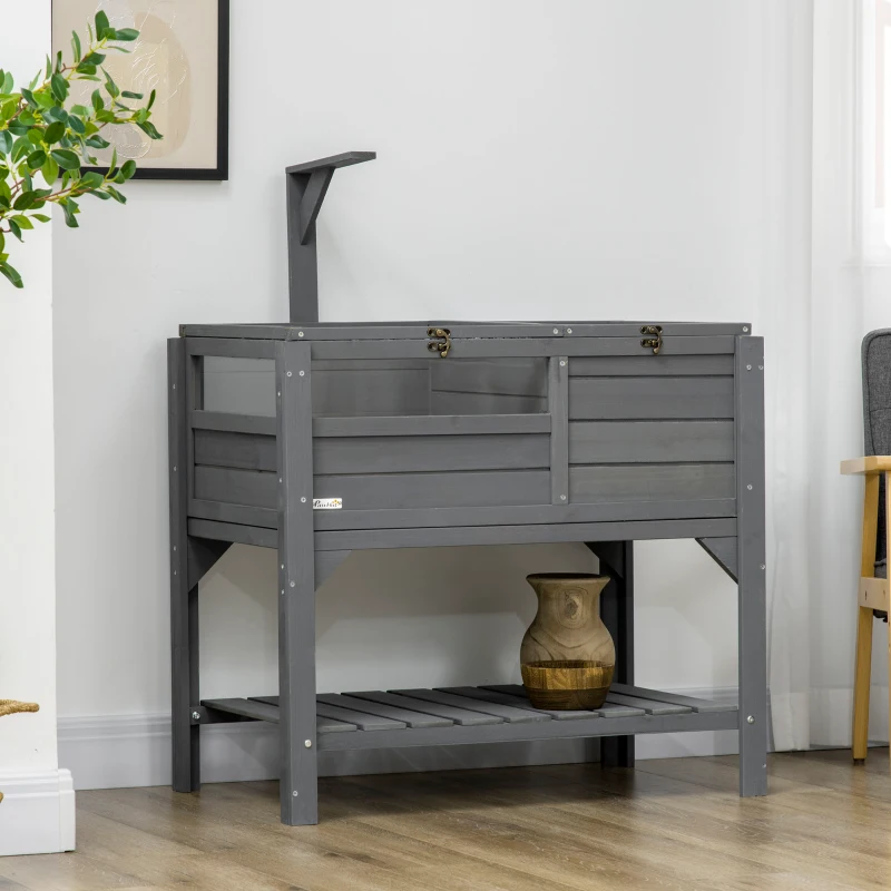 PawHut Wooden Tortoise House, with Shelter, Run, Shelf, Lamp Holder, Tray