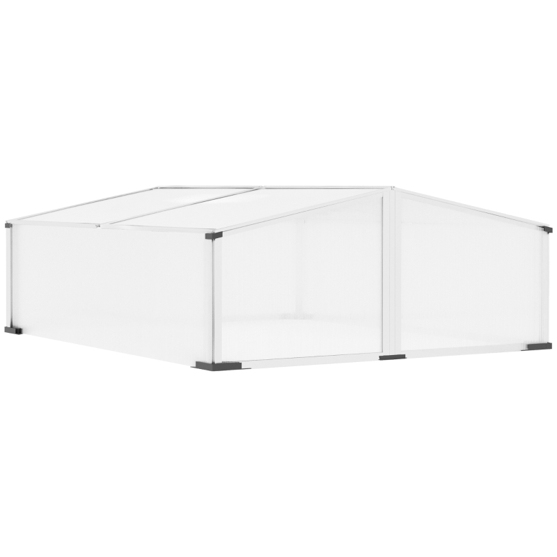 Outsunny Polycarbonate Greenhouse Aluminium Cold Frame Grow House with Independent Opening Tops for Flower, Vegetable, Plants, 120 x 100 x 41cm, Silver