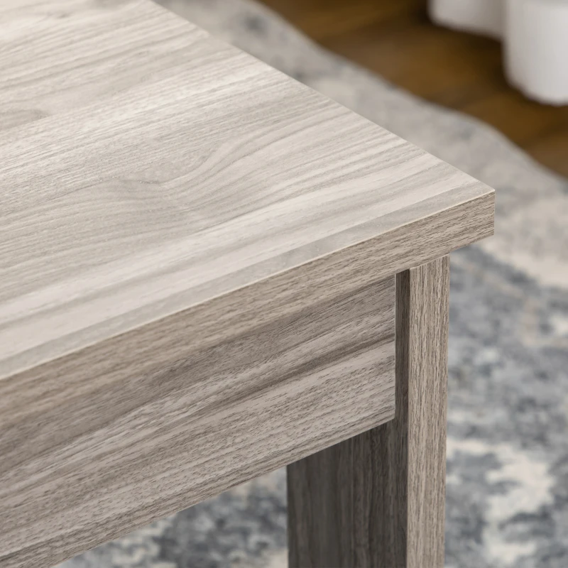 HOMCOM Tavolino Basso da Caffè in Truciolato Grigio per Soggiorno e Studio con Piano Rettangolare e 4 Gambe, 100x55x45 cm