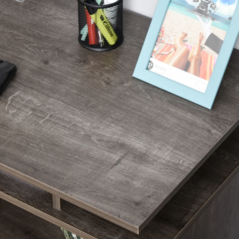 HOMCOM Computer Desk with Drawers and Storage Shelf, 107 x 48cm Writing Desk for Home Office, Study Workstation, Grey