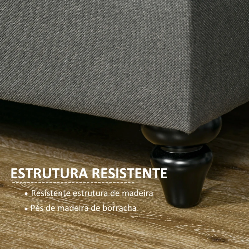 HOMCOM Sofá de 2 Lugares Estofado em Linho Sintético com Pés de Madeira de Borracha Carga Máx. 300kg 180x82x73cm Cinza Escuro