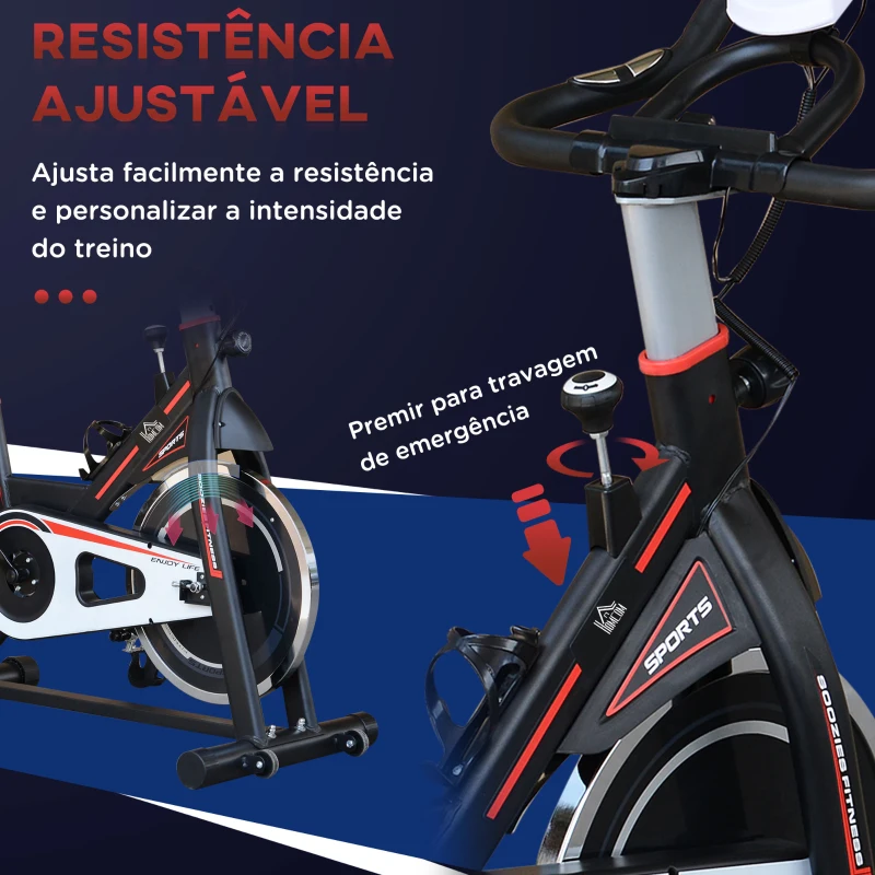HOMCOM Bicicleta Estática com Resistência Ajustável Volante de Inércia de 8kg Ecrã LCD Assento e Guiador Ajustáveis 103x48x115cm Preto