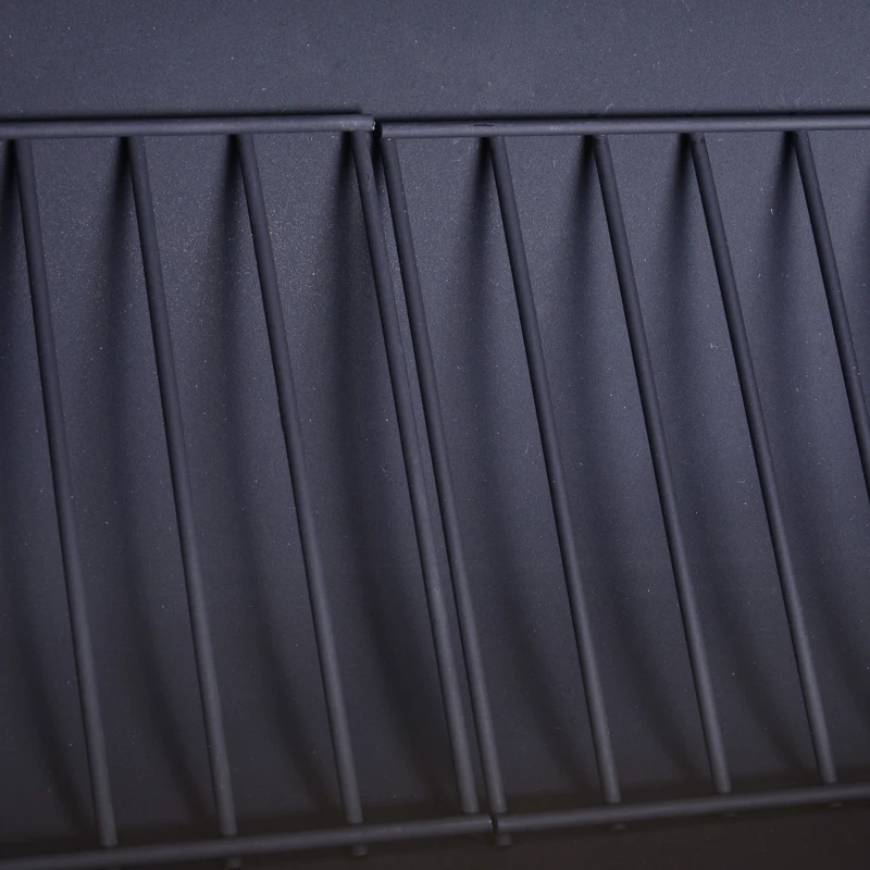 Outsunny Portable Charcoal BBQ Grill, Cold-rolled Steel, Solid Wood, 104H x 124L x53W cm-Black