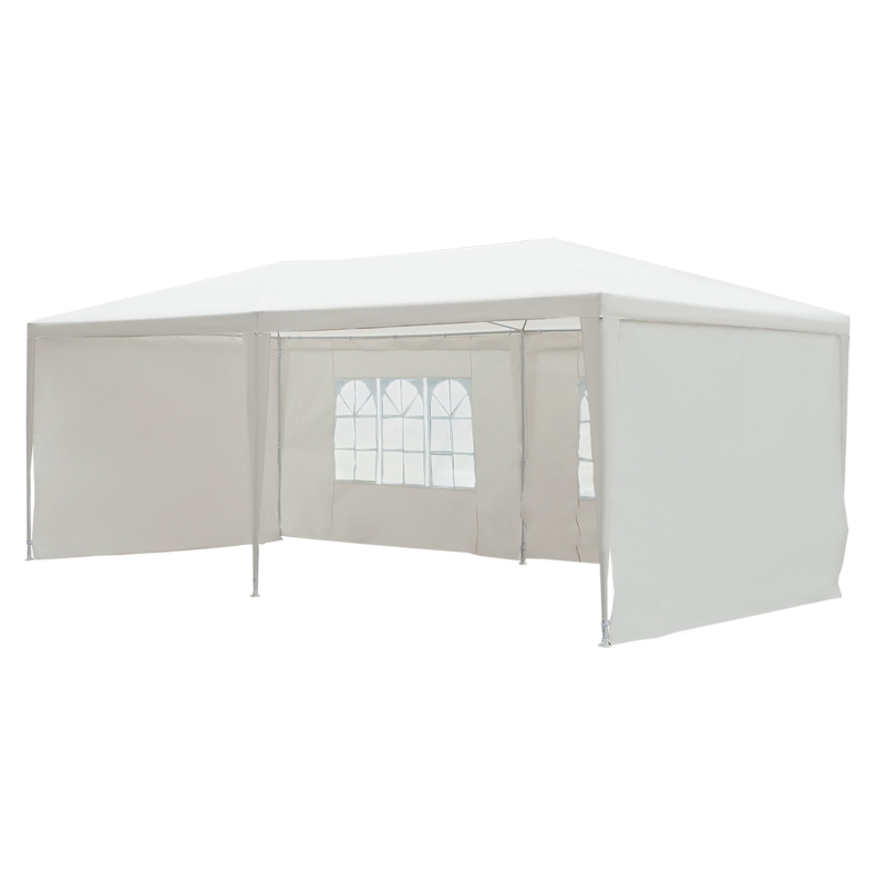 Outsunny 6 x 3 m Party Tent Gazebo Marquee Outdoor Patio Canopy Shelter with Windows and Side Panels White