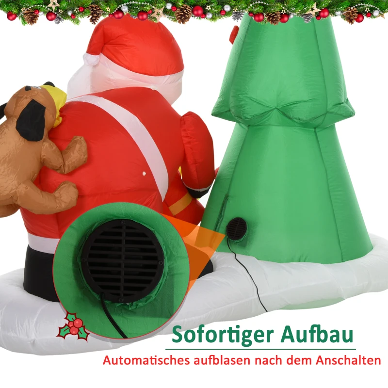 HOMCOM Opblaasbare kerstman met kerstboom