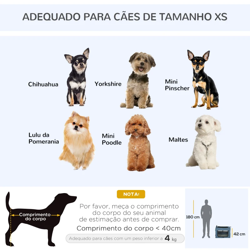 PawHut Transportadora para Cães e Gatos Portátil Dobrável com 3 Portas e Almofada Suave 60x42x42 cm Azul