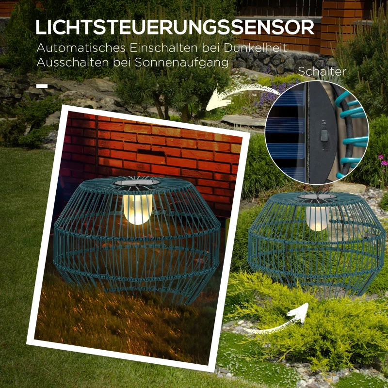 Outsunny Außenleuchte, Solarleuchte, Gartenlampe, 8h Leuchtdauer, Automatische LED Gartenlampe, grün, 45 x 45 x 31 cm