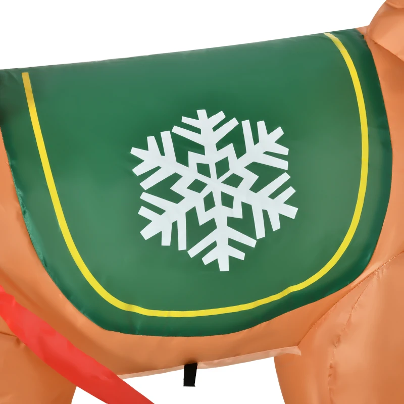 HOMCOM Aufblasbarer Weihnachtsmann Rentiere Outdoor-Weihnachtsdekoration, inkl. Gebläse, 140 m, Rot + Braun
