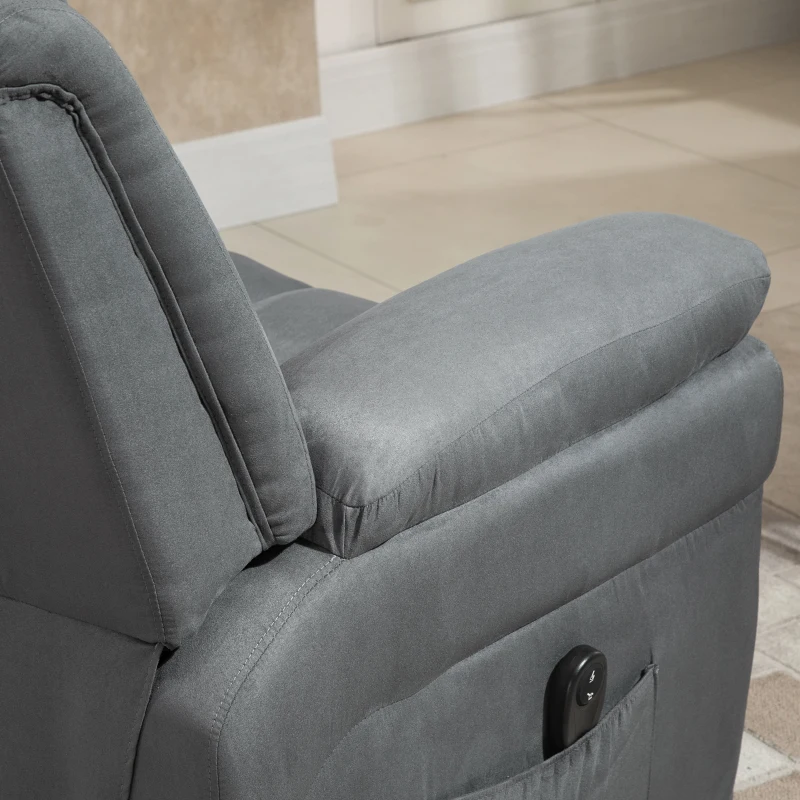 HOMCOM Elektrischer Fernsehsessel Sessel mit schlaffunktion und liegefunktion Aufstehsessel Relaxsessel Sessel mit Aufstehhilfe, Grau, 96 x 93 x 105 cm