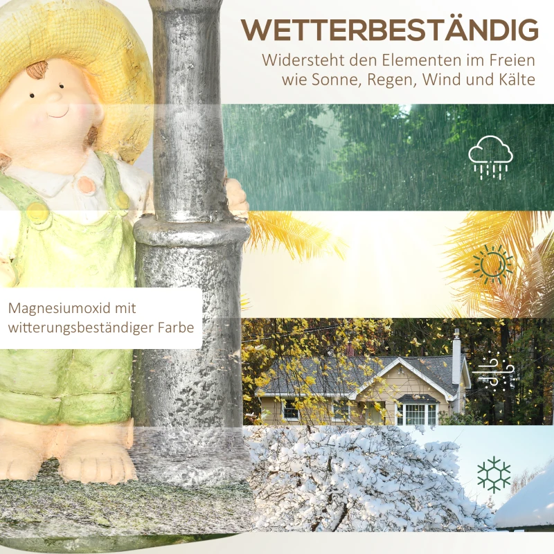 Outsunny Figurka ogrodowa "Mały chłopiec z latarnią" z LED solarnym światłem, Figurka ogrodowa