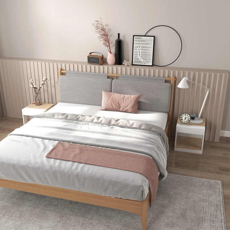 HOMCOM Set da 2 Tavolini da Soggiorno con Design a Due Livelli, 40x40x45cm, Bianco e Quercia