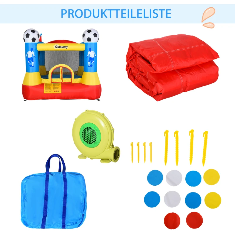Outsunny Selbstaufblasende Hüpfburg inkl. Gebläse, Flicken, Befestigungsmaterial 225 cm  x 220 cm x 195cm