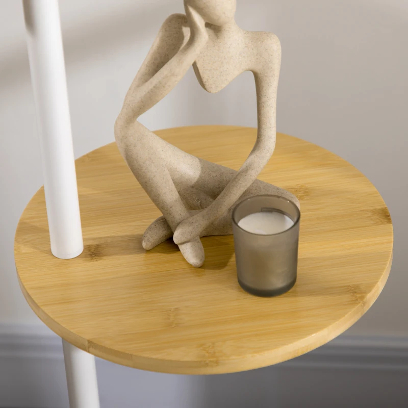 HOMCOM Lámpara de Pie con 2 Estantes de Estilo Moderno Casquillo E27 Máx. 40W para Salón Dormitorio Ø40x163 cm Blanco