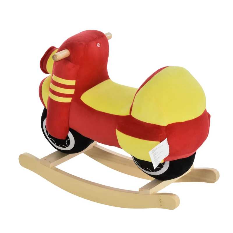 HOMCOM hobbelpaard voor kinderen schommeldier motorfiets 18-36 maanden rood + geel