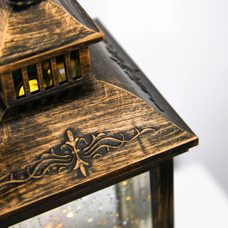 HOMCOM Weihnachten Schneelaterne mit Santa Musik Licht Schnee, Glaskugellaterne, 6h Timer, USB oder batteriebetrieben Metall 10,4 x 10,4 x 27,5 cm