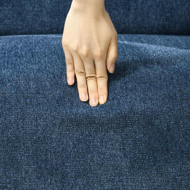 HOMCOM Poltrona Moderna per Casa e Ufficio in Tessuto effetto Lino con Imbottitura, 89x72.5x76 cm, Blu Scuro