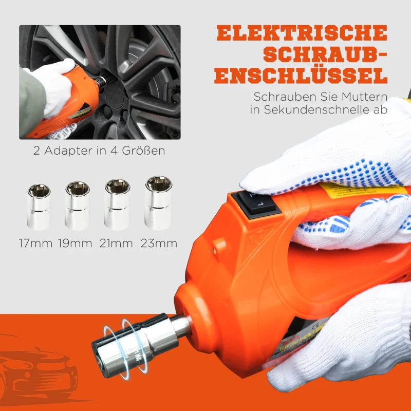 DURHAND 5T Zestaw na podnośnik samochodowy, 12 V podnośnik nożycowy z kluczem udarowym dla samochodów