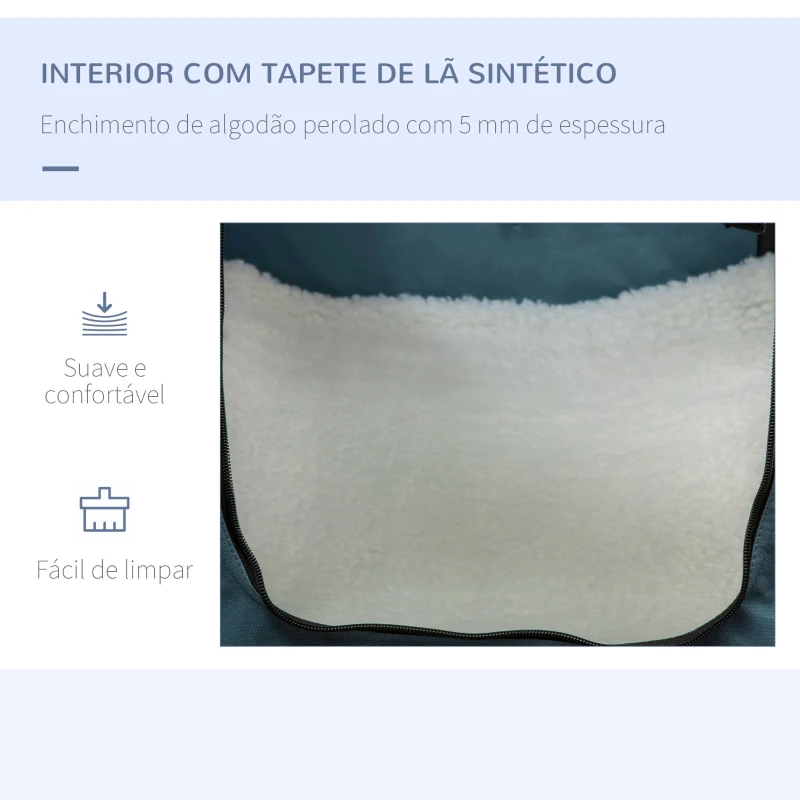 PawHut Transportadora para Cães e Gatos Portátil Dobrável com 3 Portas e Almofada Suave 60x42x42 cm Azul