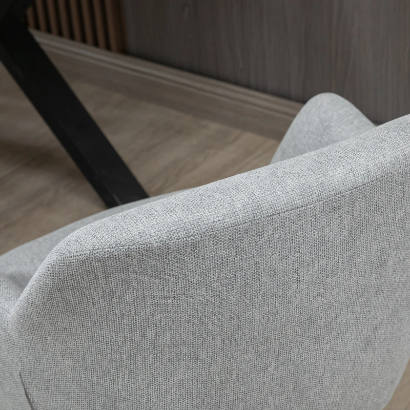HOMCOM Butaca de Salón Sillón Tapizado en Lino Sintético con Reposabrazos y Patas de Acero 59,5x59,5x78,5 cm Gris