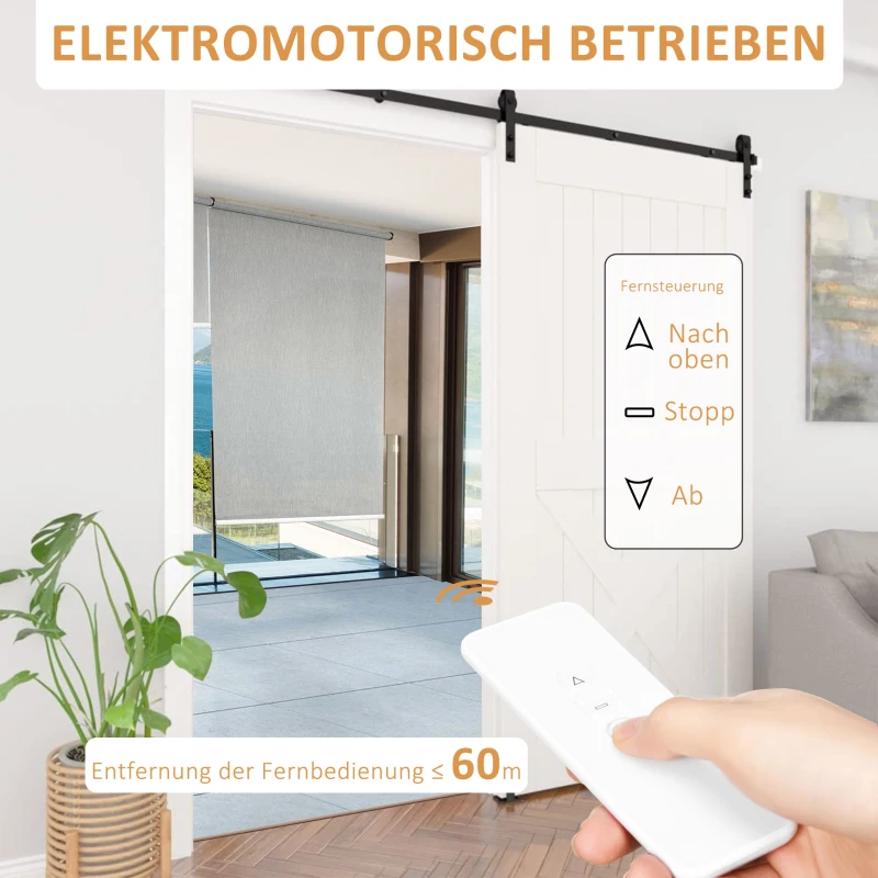 HOMCOM Thermorollo mit Fernbedienung, USB-Schnittstelle, aufladbarer Akku, 120 cm x 7 cm x 180 cm, Grau