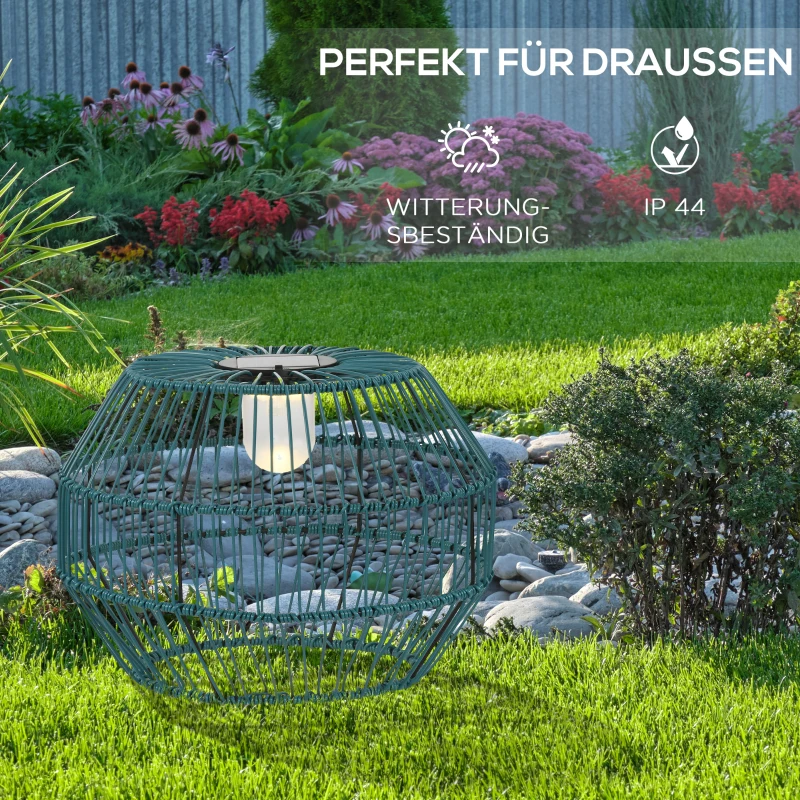 Outsunny Außenleuchte, Solarleuchte, Gartenlampe, 8h Leuchtdauer, Automatische LED Gartenlampe, grün, 45 x 45 x 31 cm
