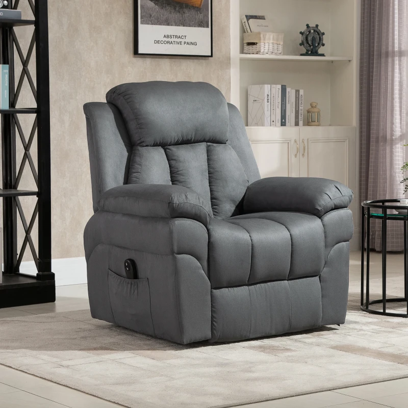 HOMCOM Elektrischer Fernsehsessel Sessel mit schlaffunktion und liegefunktion Aufstehsessel Relaxsessel Sessel mit Aufstehhilfe, Grau, 96 x 93 x 105 cm