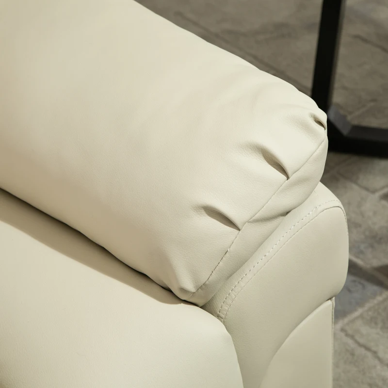 HOMCOM Relaxsessel, Fernsehsessel, mit Aufstehhilfe, Fußstütze, hochstabil, Kunstleder, Beige, 96 x 93 x 103cm