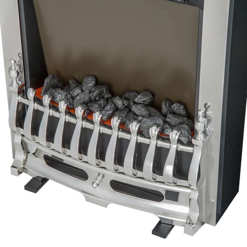 HOMCOM Elektrokamin mit Heizung, elektrischer Kamin mit LED Flammeneffekt, 1000/2000W Dekokamin, elektrisch Kaminfeuer Kaminofen, Silber