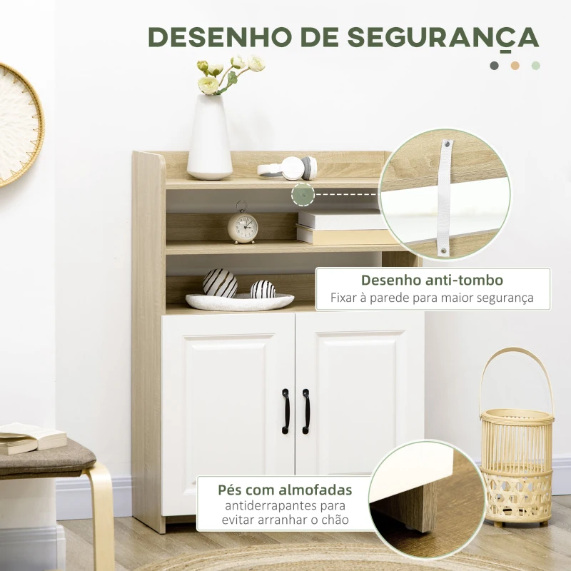 HOMCOM Sapateira com 2 Portas de Madeira com 5 Prateleiras com Capacidade para 12 Pares de Sapatos 80x29x107,6cm Madeira e Branco