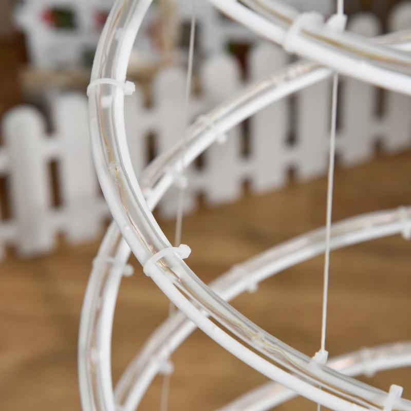 Choinka spiralna LED Outsunny choinka z 135 mini lampkami lekka choinka do pomieszczeń i na zewnątrz dekoracja świąteczna PP tworzywo sztuczne metal kolor biały Ø55 x 183 cm