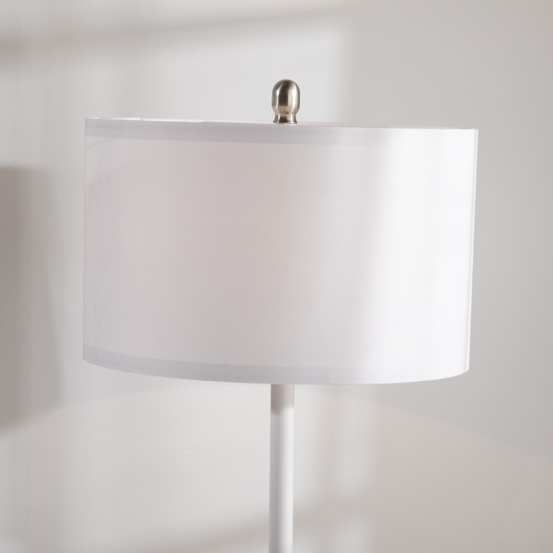 HOMCOM Lámpara de Pie con 2 Estantes de Estilo Moderno Casquillo E27 Máx. 40W para Salón Dormitorio Ø40x163 cm Blanco