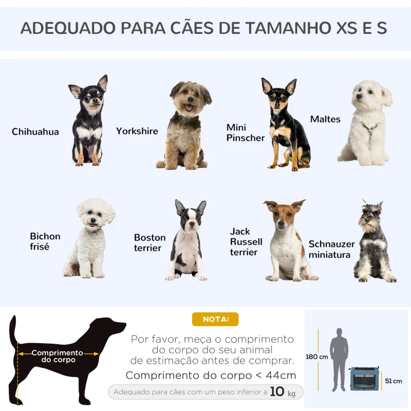 PawHut Transportadora para Cães e Gatos Portátil Dobrável com 3 Portas e Almofada Suave 69x51x51cm Azul