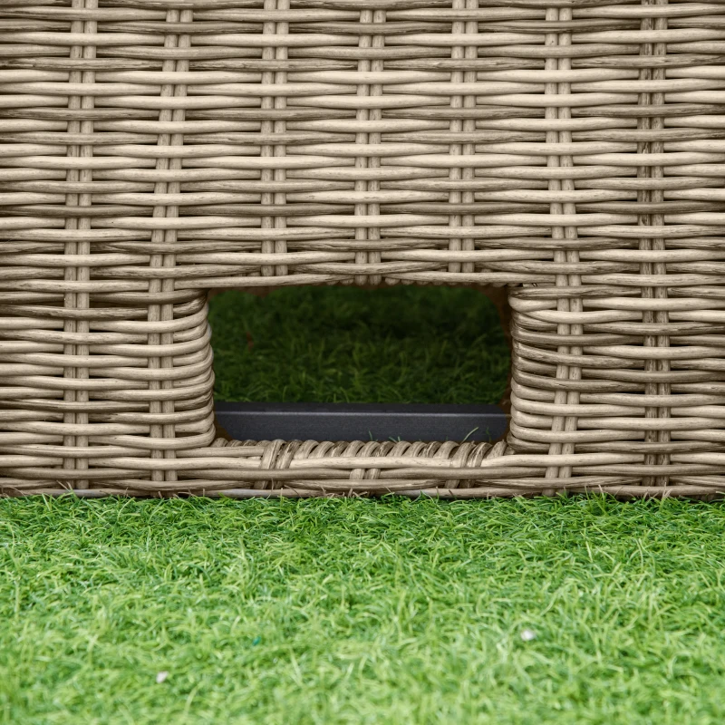 Outsunny 5 PCs Outdoor Rattan Lounge Chair Round Daybed Table Conversation Set w/ Cushion