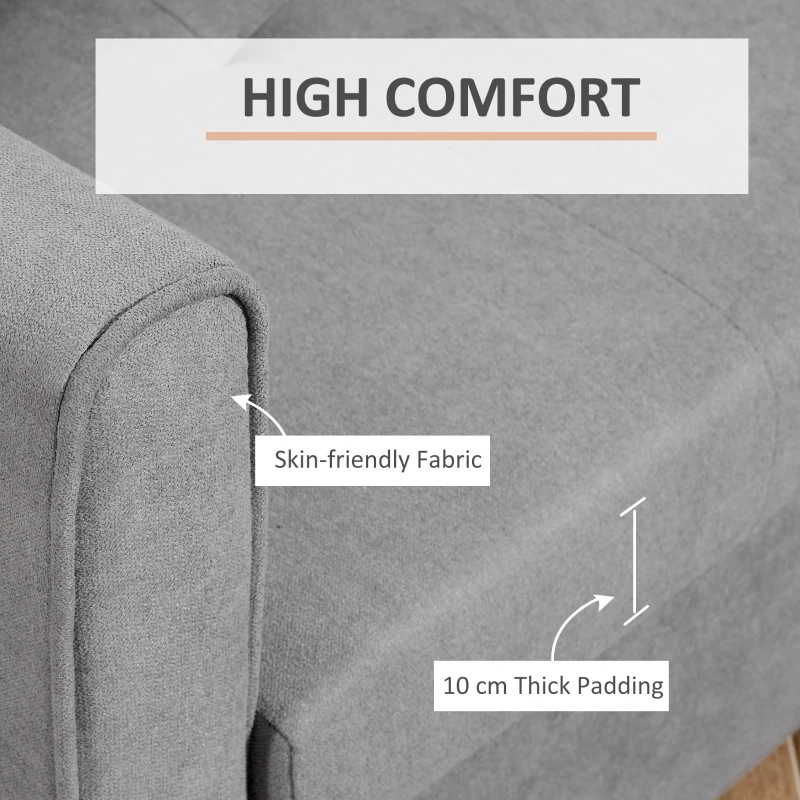 HOMCOM Two Seater Fabric Sofa Bed, 2-in-1 Sofabed with Hidden Storage, Living Room Furniture, Grey