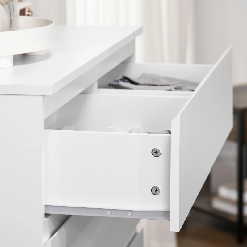 HOMCOM Cómoda Moderna com 6 Gavetas Cómoda de Madeira para Dormitório Entrada Sala de Estar 80x39x115cm Branco