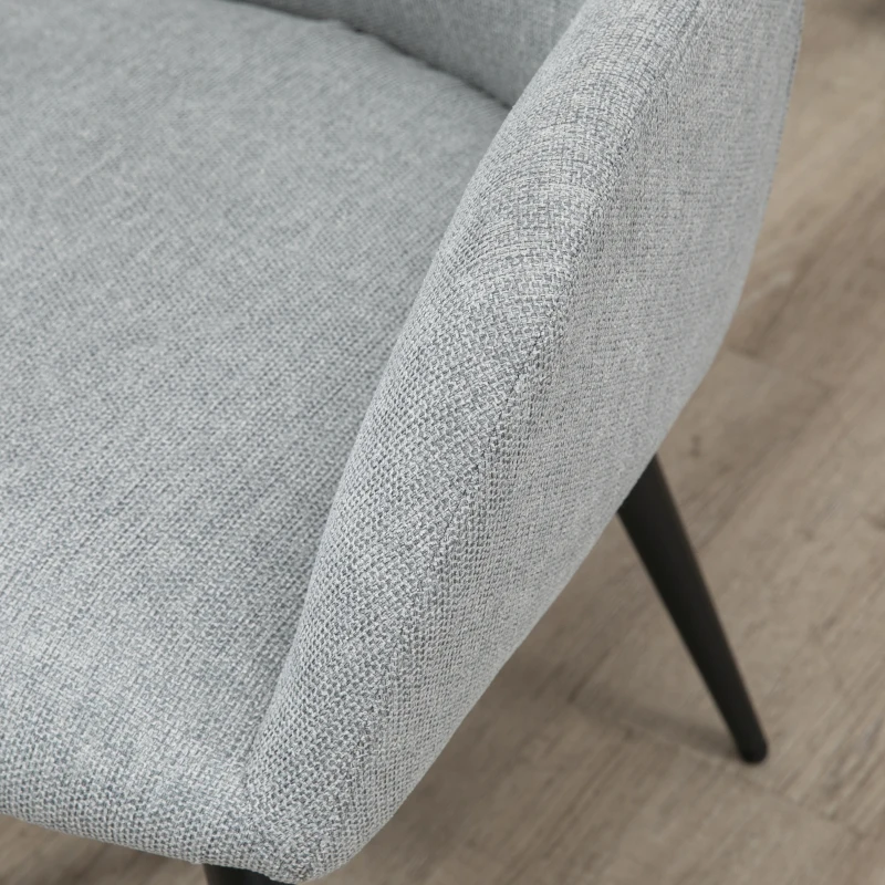 HOMCOM Butaca de Salón Sillón Tapizado en Lino Sintético con Reposabrazos y Patas de Acero 59,5x59,5x78,5 cm Gris